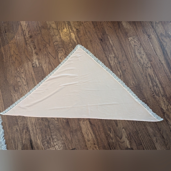 Vintage 1970s Peach & Ivory Prairie, Cottagecore, Maxi Dress & Shawl Sz 6 - Picture 16 of 17